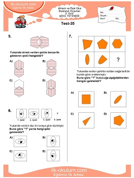 ilkokul 1. Sınıf Bilsem Zeka Testi 